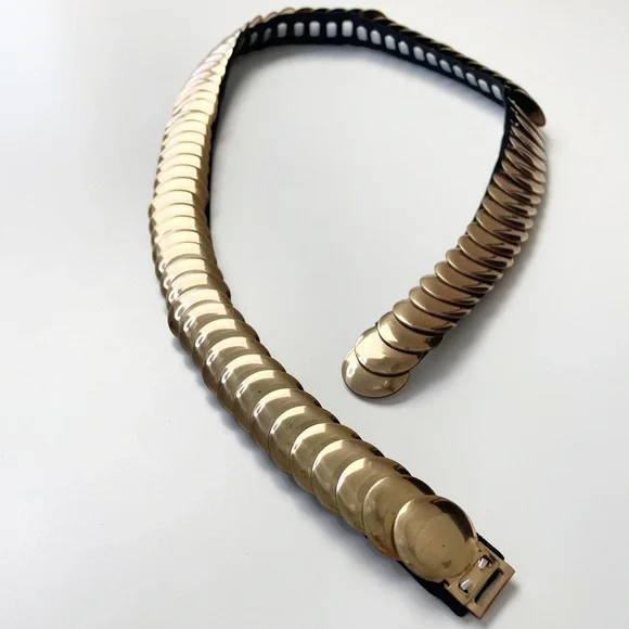 Vintage 80s Stretch Metal Gold Tone Elasticized Belt Made Vintage Gold and Silver Elastic Belt - Etsy main image 4